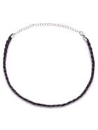 Romwe Dark Grey Braided Simple Choker Necklace