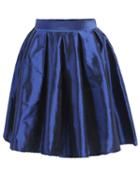 Romwe With Zipper Flare Blue Skirt