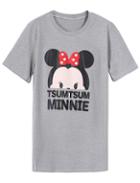 Romwe Minnie Print Grey T-shirt