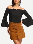 Romwe Off-the-shoulder Bell Sleeve Blouse