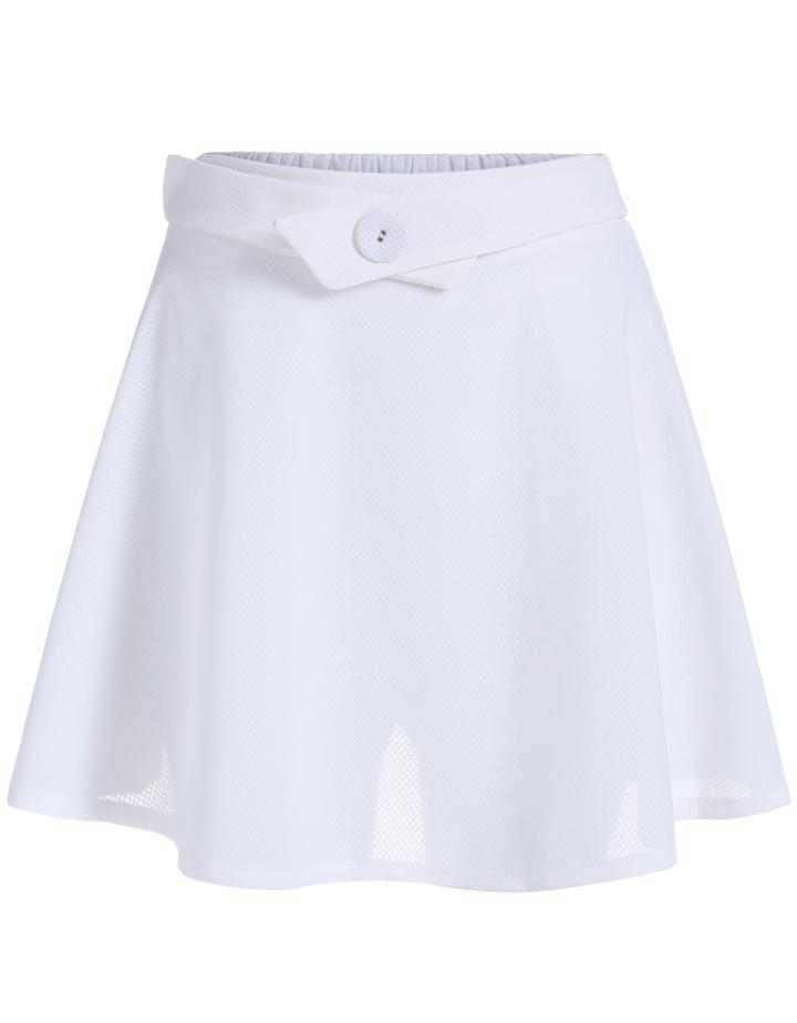 Romwe With Button Flare White Skirt