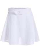 Romwe With Button Flare White Skirt