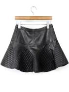 Romwe High Waist Zipper Ruffle Skirt
