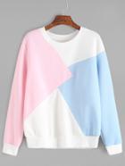 Romwe Color Block Long Sleeve Sweatshirt