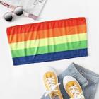 Romwe Plus Rainbow Striped Tube Top