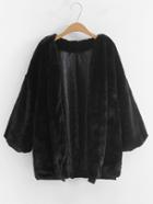 Romwe Oversized Longline Faux Fur Coat