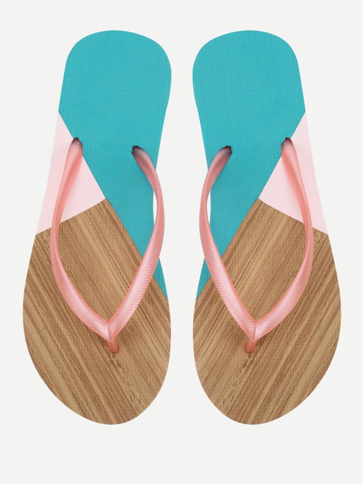 Romwe Color Block Flip Flops