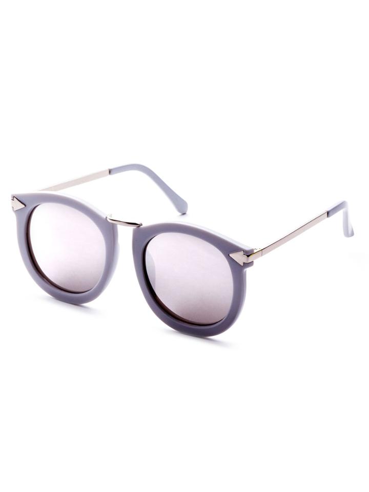Romwe Grey Frame Metal Arrow Retro Style Sunglasses