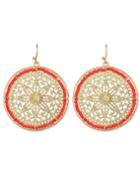 Romwe Red Beads Big Round Earrings