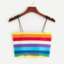 Romwe Rainbow Stripe Cami Top