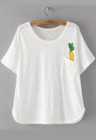 Romwe With Pocket Carrot Print T-shirt