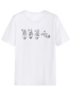Romwe White Gesture Print T-shirt