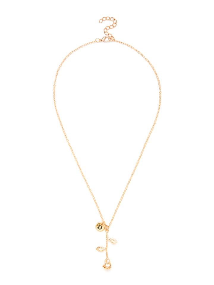 Romwe Rose Pendant Link Necklace