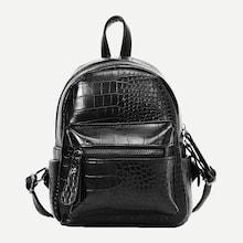 Romwe Croc Embossed Solid Backpack