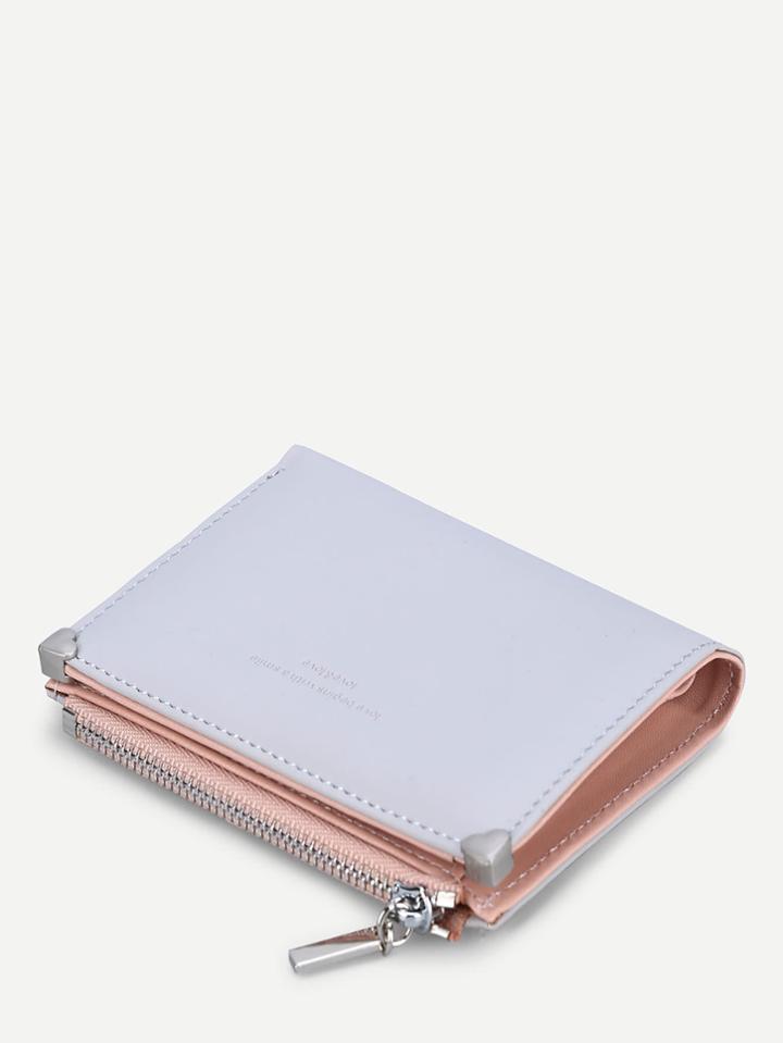 Romwe Letter Print Heart Detail Pu Purse