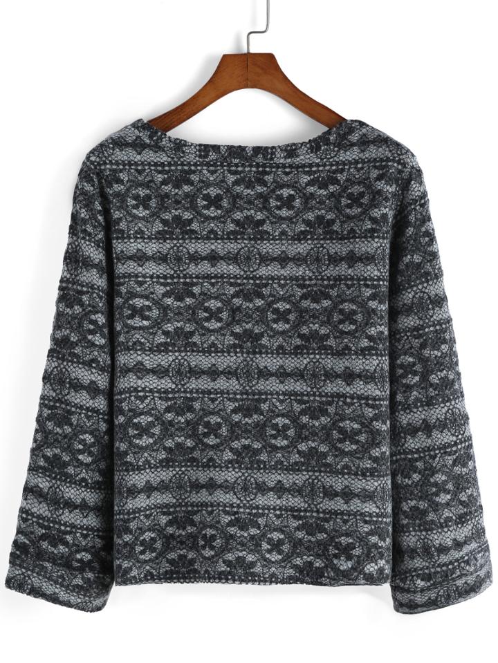 Romwe Long Sleeve Vintage Print Sweatshirt