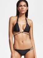 Romwe Black Halter Strappy Bikini Set