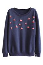 Romwe Little Cherrys Print Elastic Sweatshirt