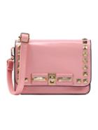 Romwe Pink Studded Turnlock Flap Bag