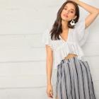Romwe Flutter Sleeve Asymmetric Schiffy Top