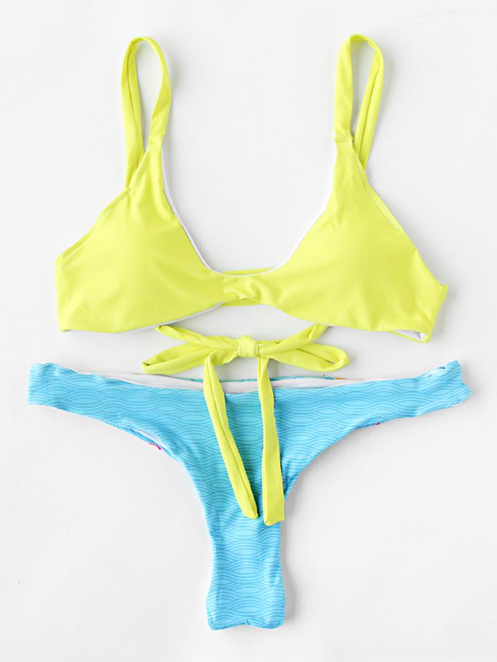Romwe Hippocampus Print Mix & Match Bikini Set