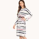 Romwe Striped Split Side Dress