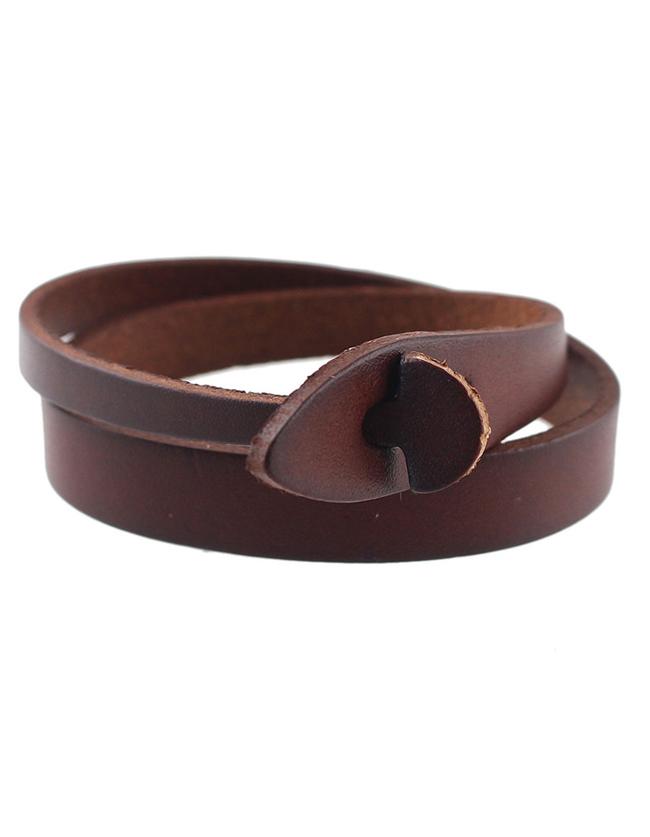 Romwe Coffee Pu Leather Wrap Bracelet