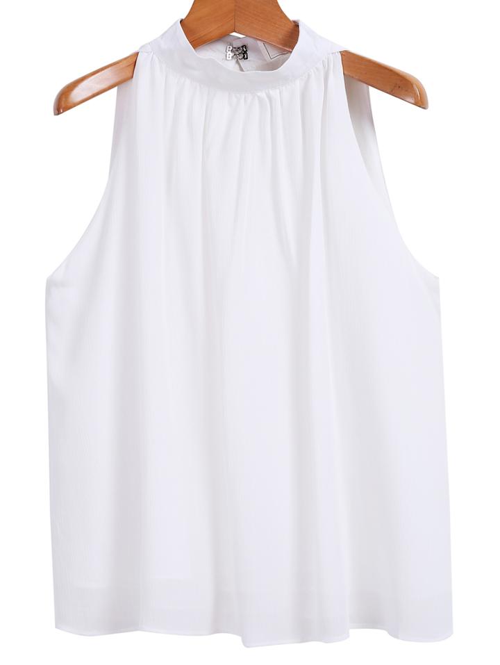 Romwe Stand Collar A-line Tank Top