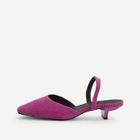 Romwe Corduroy Square Toe Kitten Heel Flats