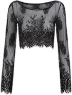 Romwe Long Sleeve Lace Embroidered Crop Top