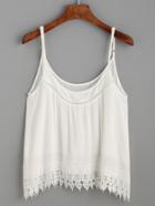 Romwe White Contrast Lace Trim Cami Top