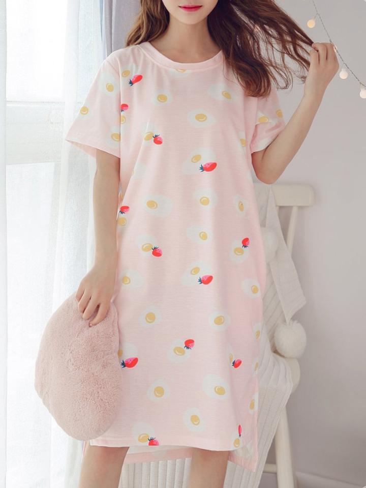 Romwe Strawberry Print Night Dress