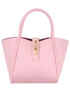 Romwe Pink Contrast Lined Turn Lock Tote With Zipper Crossbody Bag