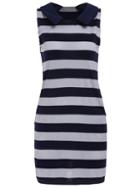 Romwe Doll Collar Striped Slim Dress