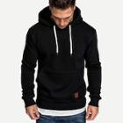 Romwe Guys Patched & Drawstring Detail Hoodie