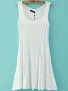 Romwe Square Neck A-line White Dress