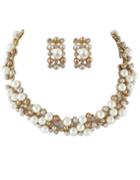 Romwe Costume Jewelry Fake Pearl Women Necklace Earrings Set