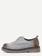 Romwe Grey Distressed Rubber Sole Oxford Shoes