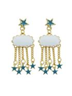 Romwe Blue Lovely Star Tassel Earrings