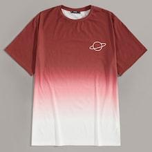Romwe Guys Galaxy Print Ombre Tee