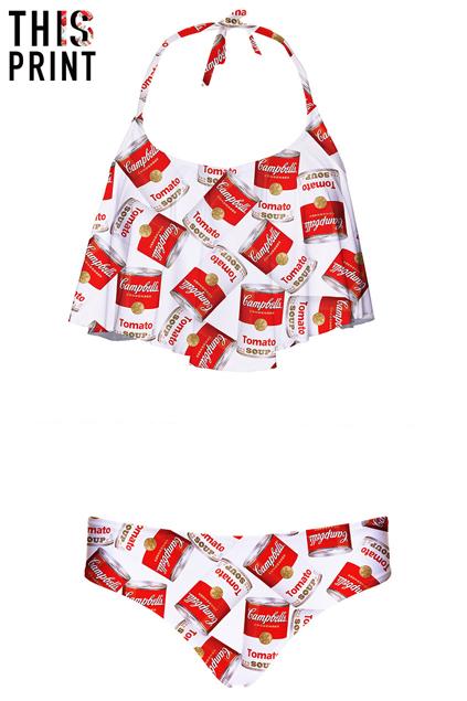 Romwe This Is Print Tomato Can Print Bikini