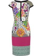 Romwe Multicolor Round Neck Short Sleeve Print Dress