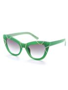 Romwe Green Frame Metal Trim Cat Eye Sunglasses