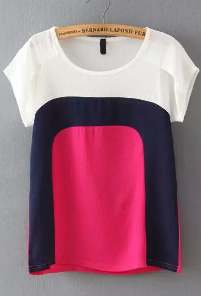 Romwe Round Neck Red T-shirt