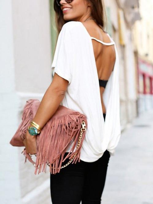 Romwe Strappy Draped Back Top