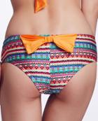 Romwe Patchwork Striped With Bow Bikini Pant