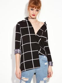 Romwe Gingham Pocket Boyfriend Shirt
