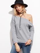 Romwe Grey One Shoulder Rough Sweatshirt
