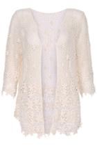 Romwe Floral Embroidery Lace Long-sleeved Cardigan
