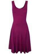 Romwe Burgundy Scoop Neck Open Back A-line Dress